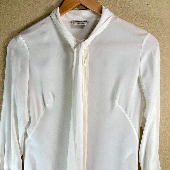 Alexander McQueen Silk Bow Blouse in Cream - Picture 3 of 9